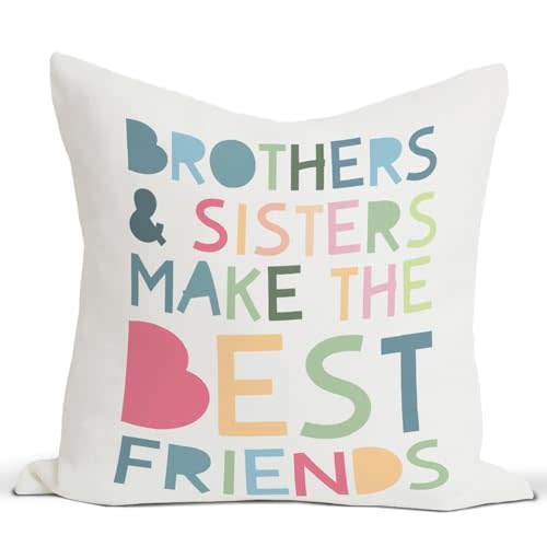 Rusenbao Nursery Kids Room Decor Throw Pillow Covers 18×18, Brothers and Sisters Make The Best Friends, Bed Decorative Pillows Covers, Decor for Couch Kids Bedroom Playroom