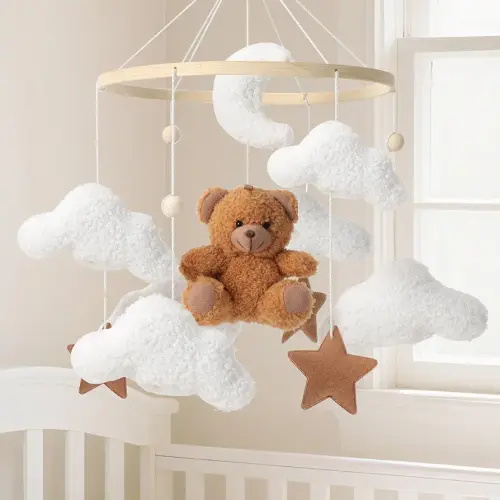 Baby Mobile for Crib Teddy Bear Cloud Crib Mobile for Boys and Girls Nursery Mobile Gender Neutral Crib Hanging for Nursery Decor Accessories