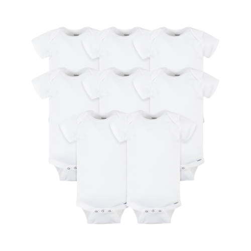 Gerber Baby Unisex White Short Sleeve Cotton Onesies Bodysuits, 8-Pack, Preemie-24 Months