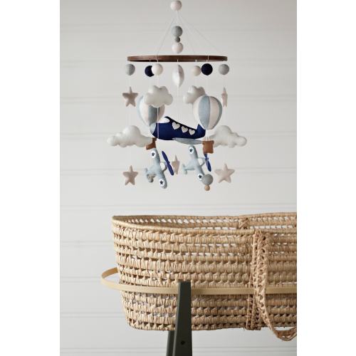 Airplane and Hot Air Balloon Mobile Handstitched with custom felt color options available
