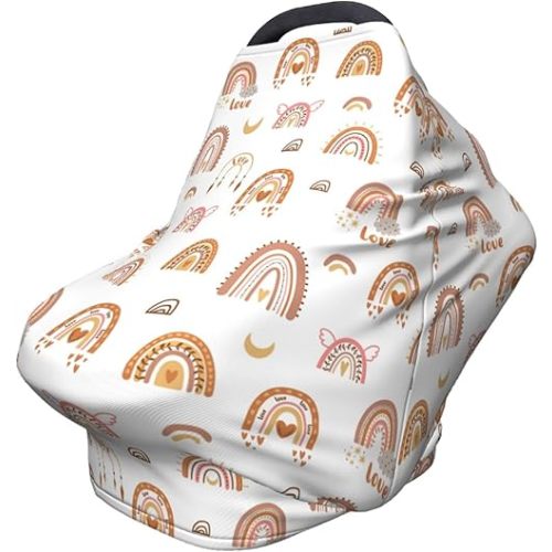 Cute Rainbow Western Baby Stuff Car Seat Covers Multi-Use Car Seat Canopy Carrier Cover, Breathable Breastfeeding Cover Boys & Girls