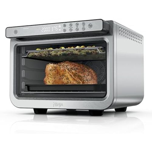 Ninja Air Fryer & Toaster Oven | Prestige Smart XL Countertop Oven | Bakes up to 20 Cookies, Fits up to a 12lb Turkey | Pizza, Toast, Bake, Air Fry & Reheat | 1800 Watts | Stainless Steel | DT501