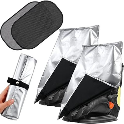 2 Pcs Baby Car Seat Sun Shade Cover Infant Car Seats Heat Protector with 2 Car Window Sun Shades UV Protection Toddler Car Seat Cover Keep Toddler Baby Seat at a Cool Temperature for Travel