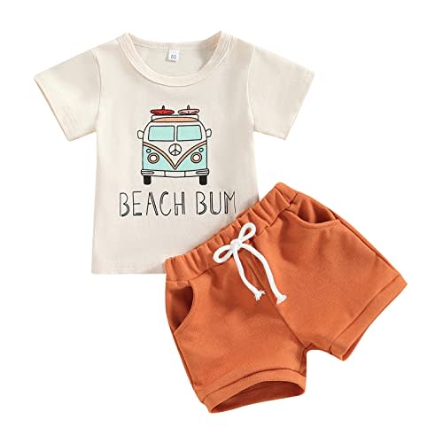 Newborn Baby Boys Clothes Beach Toddler Hawaiian Short Sleeve 12 18 Months T-Shirts Drawstring Summer Short Pants