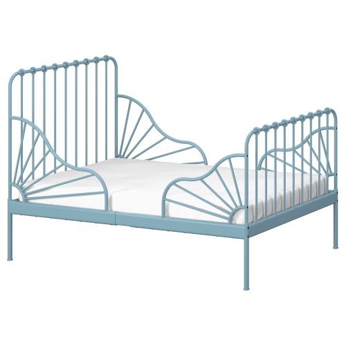 MINNEN Ext bed frame with slatted bed base - gray-blue 38 1/4x74 3/4 "