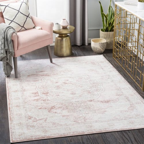 Brick Oriental Pink/Cream Area Rug