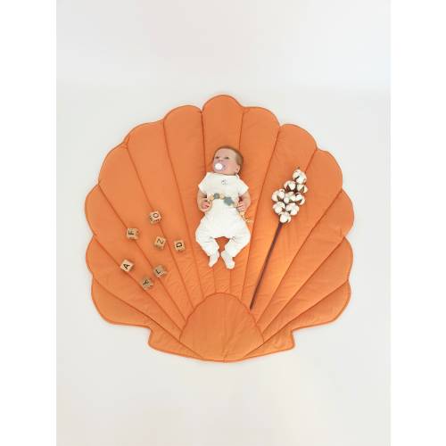 Orange seashell play mat, decorative floor mat, baby play mat