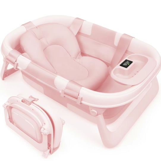Jool Baby Fold ‘n Store Baby Bathtub – 3 Stage Collapsible Bather for Easy Storage, Portable for Travel – Built-in Thermometer - TikTok Shop