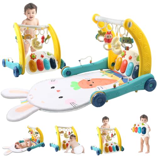 Baby Gym Play Mat, Kick and Play Piano Gym,with 5 Infant Smart Stages for Learning Sensory Baby Learning Walker,Music and Lights-Baby Push Walkers,Infant Newborn for 0-12Months