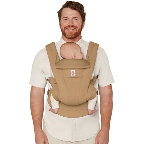 Ergobaby Omni Deluxe Baby Carrier Newborn to Toddler - Breathable Baby Carriers for Summer - All-Position Carrier with Enhanced Lumbar Support & Airflow (7-45 Pounds), Cotton, Camel