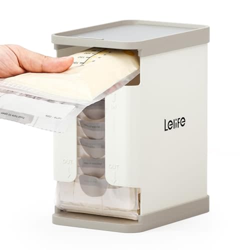 Freeze Organizer for Breast Milk Storage Bags, Container Storing First-in First-Out System with Tray for Freezing Breastmilk to Feed Baby (White)