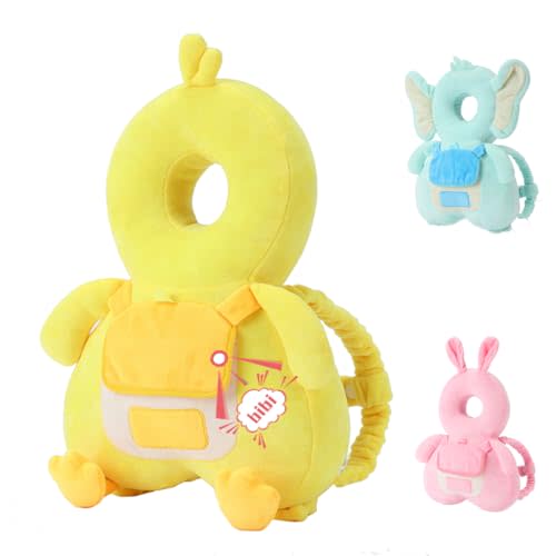 JunNeng Baby Head Protector Backpack with Squeaker，Toddler Head Safety Protection Cushion, Yellow Duck