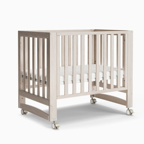 EvoNest 6-in-1 Portable Convertible Cradle to Mini Crib With Removable Wheels and Mattress