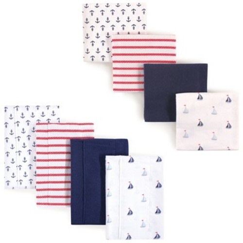 Luvable Friends Infant Boy Cotton Flannel Burp Cloths and Receiving Blankets, 8-Piece, Sailboat, One Size