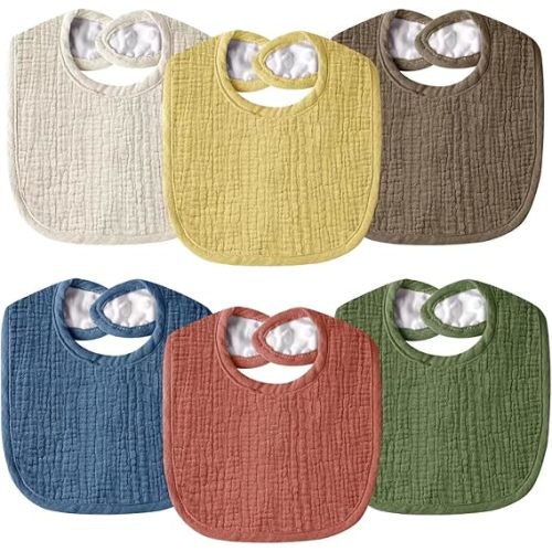 Muslin Baby Bibs for Unisex Boys Girls, Cotton Drool Bibs, Adjustable Newborn Bibs for Drooling and Teething