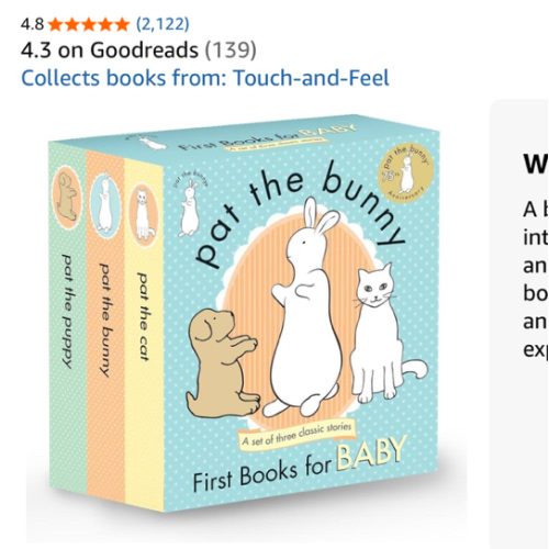 Amazon.com: Pat the Bunny: First Books for Baby (Pat the Bunny): Pat the Bunny; Pat the Puppy; Pat the Cat (Touch-and-Feel): 9780553508383: Kunhardt, Dorothy: Books