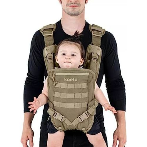 Kaela® MOLLE Baby Carrier - Men's Baby Carrier - Gear for Dad to Carry Infant, Child or Toddler on Outdoor Adventure - Full Mobility for Active Father (Tan)