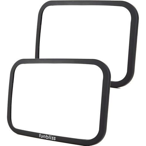 Funbliss Rear Facing Car Seat Mirrors - Shake-proof & Shatterproof Baby Car Mirror for Backseat - Clear Wide View, Easy Install, 2 Pack for Multiple Kids