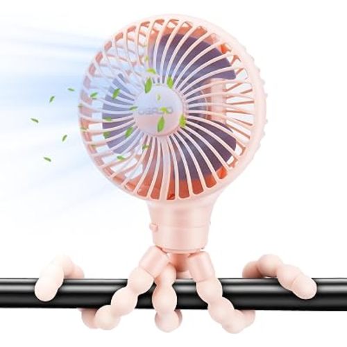 Haomaomao Automatic Oscillating Stroller Fan, With Detachable Tripod and 180° Rotate Portable Personal Small Mini Rechargeable USB Car Seat Clip on Fan for Crib Office Treadmill Bike Travel