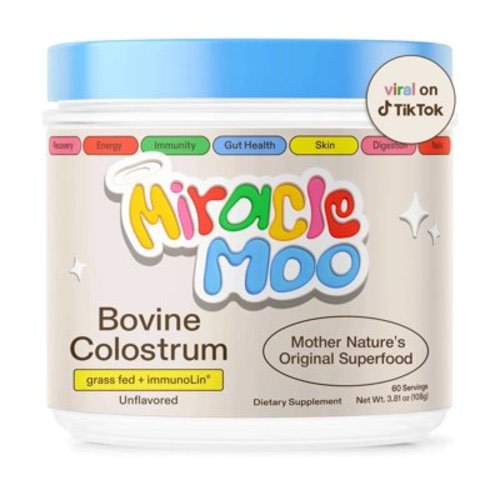 Miracle Moo Colostrum Supplement for Gut Health, Hair Growth, and Immune Support, Unflavored 60 Servings