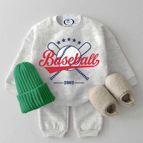 BASEBALL Baby 2-piece Light Grey Set