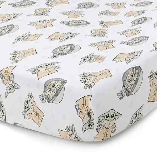 Disney Cot Fitted Sheet Grogu | Baby Bunting AU