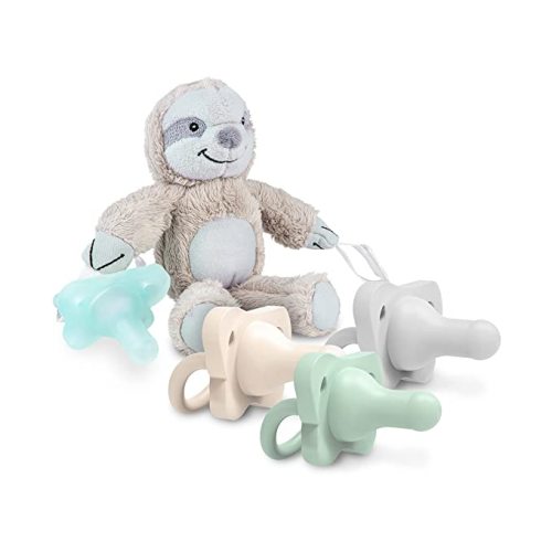 Amazon.com : Dr. Brown’s HappyPaci 100% Silicone Baby Pacifier 0-6m, BPA Free 4-Pack with Lovey Soft Plush Animal Teether Holder, Sloth : Baby