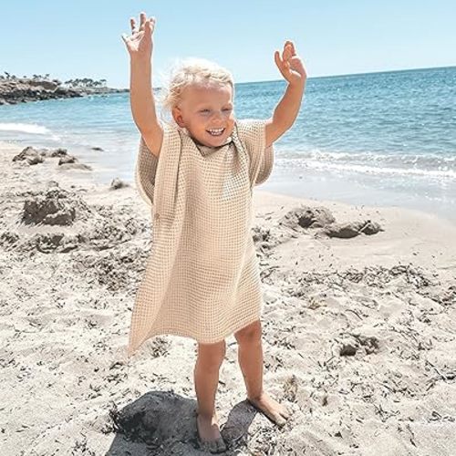 ZICOTO Soft Hooded Beach Towel for Kids - Cute Towel for Babies and Toddler Made of Waffle Cotton - Perfect Lightweight and Absorbent for Bath, Beach, Pool