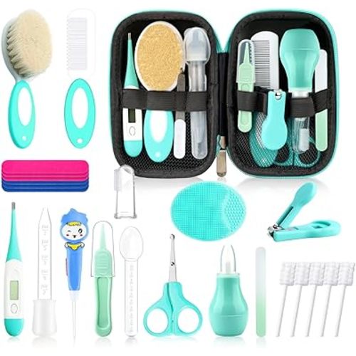 Baby Healthcare and Grooming Kit for Newborn Kids, 25PCS Upgraded Safety Baby Care Kit, Newborn Nursery Health Care Set, Baby Care Products (Green)