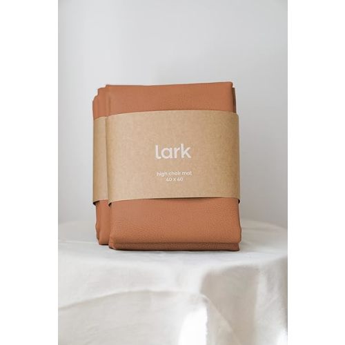Vegan Leather High Chair Splat Mat (40 x 40 in) - Waterproof Wipeable Splat Mat for Under High Chair - Baby High Chair Floor Mat for Splash and Spill Protection - Brown