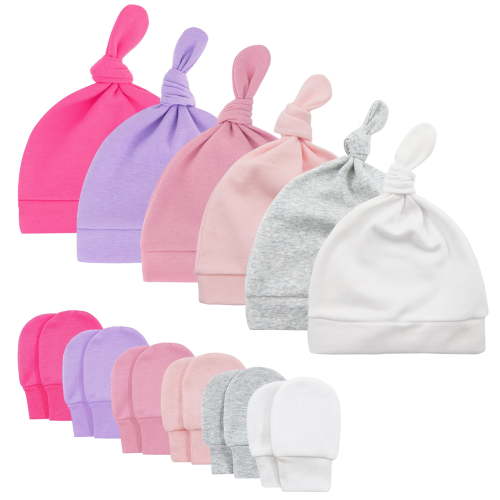 American Trends Baby Hats 0-6 Months Toddler Hat and Mittens for Newborn Baby Girls Baby Beanie Cotton Cap 6 Pink Mix-color 0-6 Months