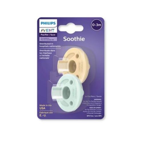 Philips Avent Soothie 0-3m - Beige/Pastel Green - 2pk: Silicone, BPA-Free