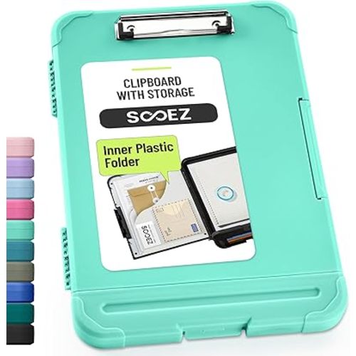 Sooez Reinforced Clipboard with Storage, Inner Plastic Folder Attached, Heavy Duty Clip Boards 8.5x11 with Pen Holder, High Capacity Nursing Clipboards Box for Teacher Office Home, Letter / A4 Size