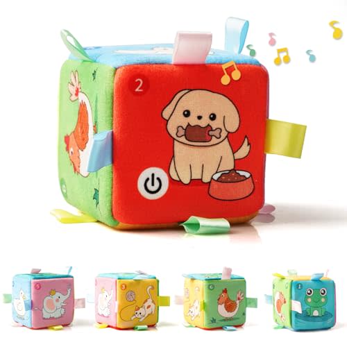 LiKee Baby Montessori Musical Toys for 0-6 6-12 Months, Light Up Activity Cube Sensory Toys for Babies 0 3 6 9 12 18 Months, Infant Learning Animals Sounds Toy Gifts for 1 2 Years Old Boys Girls