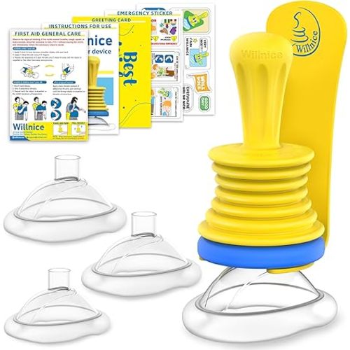Choke Reliever, Choking Rescue Device with Hook for Easy-Access - 4 Sizes, Covering All Age Groups' Needs, Home and Travel Assist Kit, Easy to Use & Portable