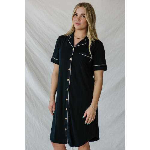 DREAM DRESS | Black with Cream Piping