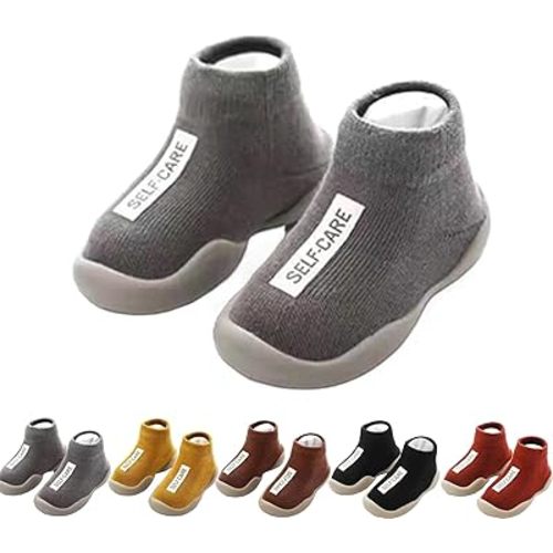 Tiny Explorings Sock Shoes,Baby Walking Shoes,Toddler Non-Slip Breathable Warm Elastic Shoes for Baby Boy Girl 6-24 Months (18-24 Months Infant,Gray)