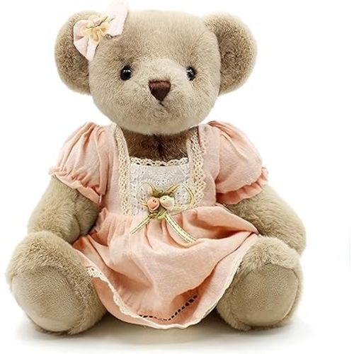 Jointed Teddy Bear Stuffed Animals Small Soft Plush Toy with Cloth (Pink 13Inch)