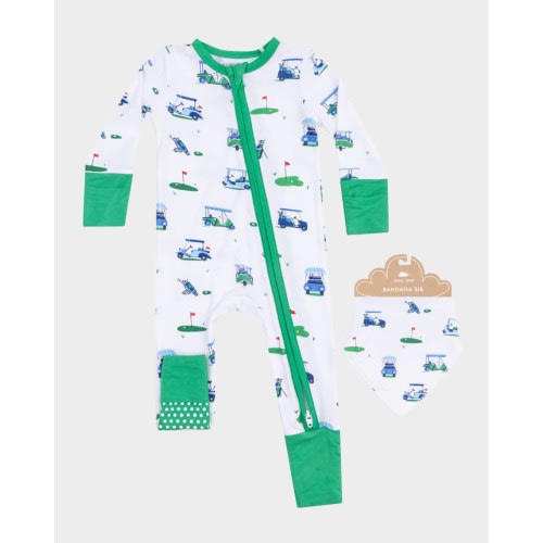 Boy's Vintage Golf Carts Printed Footie, Size Newborn-24M