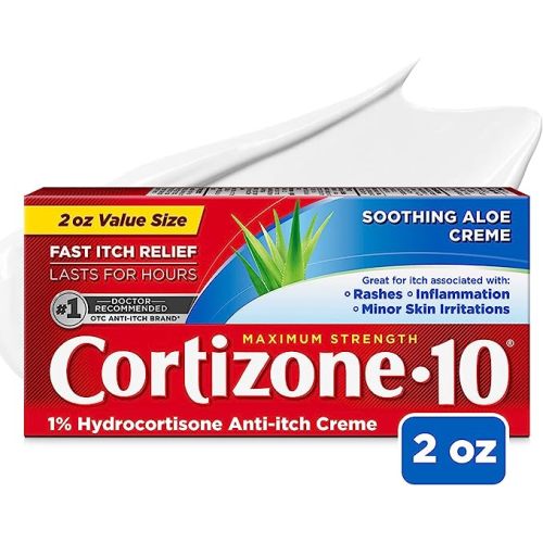 Cortizone 10 Maximum Strength Anti-Itch Cream with Soothing Aloe, 2 oz (Pack of 1) | 1% Hydrocortisone - 2 Ounce (Pack of 1) - New Packaging