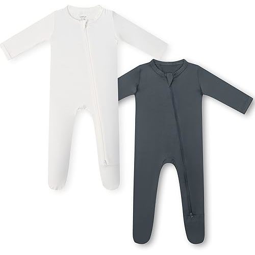 HAPIU Rayon from Bamboo Baby Footed Pajamas, 2 Way Zipper YKK, Footie for Baby Boy Girls, Newborn-24 Months