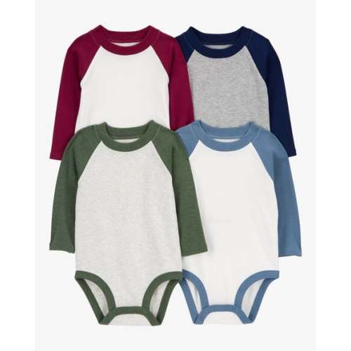 Baby 4-Piece Long-Sleeve Raglan Bodysuits - Carter's | Carter's