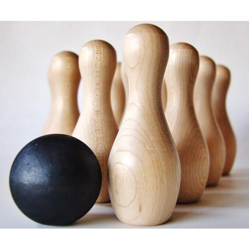 SAME DAY SHIPPING - Natural Wood Toddler Sized Bowling, Stocking Stuffer or Christmas Gift, Waldorf Montessori Toy