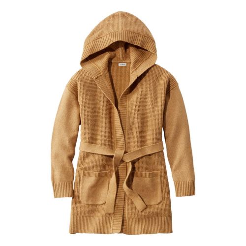 Women's All-Day Waffle Sweater, Hooded Wrap Cardigan