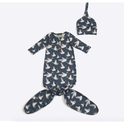 Navy Mallard Baby Knotted Gown