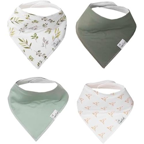 Copper Pearl 4 Pack Soft Cotton Baby Bibs for Drooling and Teething, Absorbent Drool Bibs for Baby Girl and Boy, Adjustable to Fit Newborns to Toddlers, Tons of Styles (Haven)