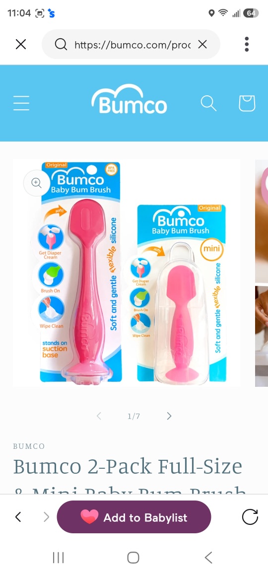 Bumco 2-Pack Full-Size & Mini Baby Bum Brush Bundle (Pink/Pink)