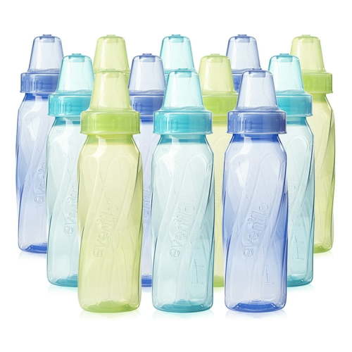 Evenflo Newborn Classic Vented Latch Baby Bottles, BPA-Free Plastic, Standard Teal/Green/Blue, 8 Oz, 12 Count