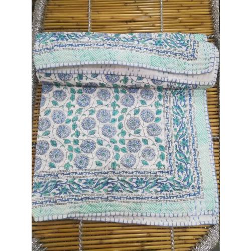 Indian Handmade Baby Quilt Cotton Baby Quilt Hand Block Print Cotton Kantha Bedding Baby Blanket Kantha Baby Quilt 40x40"inch