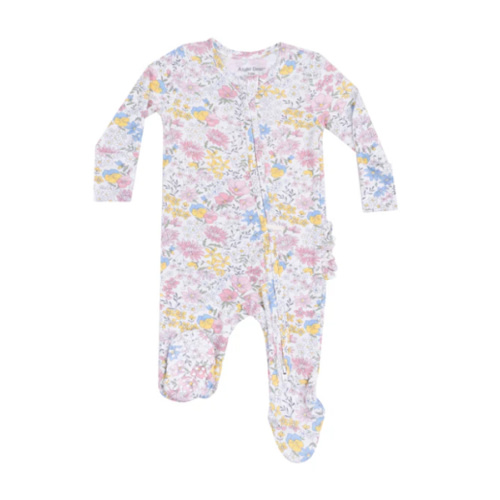 2 Way Zipper Ruffle Back Footie - Viola Floral – Angel Dear
